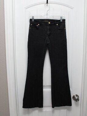 Michael Kors Jeans Women's Selma Flared Leg Low Rise Denim Black  (24-2)